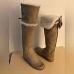Jack Rogers women beige leather fur Nell over the knee moccasin boots 5 Photo 2