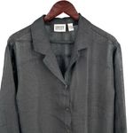 Chico's DESIGN Textured Button Down Shirt Black Long Sleeve Sheer Size 2 (Large) Photo 1