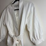 Trina Turk  White Wrap Blazer Jacket Belted Kimono Sleeve Size 6 Photo 2