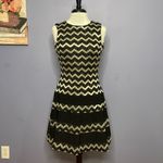 Betsy and Adam Black / Silver Chevron Striped Sleeveless Cocktail Dress Size 8 Photo 2