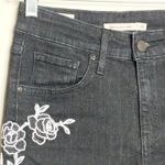 Levi's 721 Embroidered Skinny Jeans Black White Floral Skinny Slim Fit 26 Photo 3