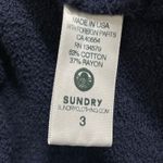 Sundry  Navy Blue Sweatshirt Skirt Asymmetrical Frayed Hem Drawstring Size Large Photo 4