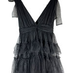 Lulus  Tulle-Proof Black Tulle Beaded Tie-Shoulder Tiered
Mini Dress XL Photo 0