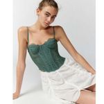 Urban Outfitters Modern Love Corset Slate Dark Green L Fairy Grunge Whimsy Lace Photo 0