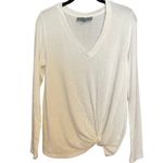 Sunday in Brooklyn Anthropologie Women's Cream Twist Front V Neck Sweater Small Photo 5