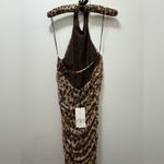 ZARA NWT  animal print leopard tulle ruched dress large Photo 7