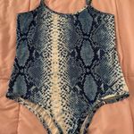 Blue animal Snake Print one piece swimsuit, size M bohemian summer vacation Size M Photo 5