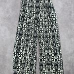 Black White Wide Leg Pullon Boho Beach Funky Print Bottoms Pants Medium Photo 0