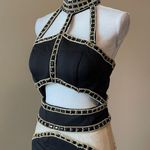 Jasz Couture  | Black Beaded Halter Cutout Gown Sz 10 Photo 4