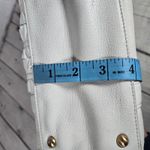 Tahari White Leather Ruffle Accent Tote Bag Shoulder Bag Gold Hardware Dome Photo 15