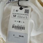 ZARA  Ruched Bodycon Mini Dress with Ruffle Straps Ivory White Size Medium NWT Photo 4