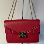 Fendi Chain Bug Crossbody Bag in Red Pebbled Calfskin Leather - Preowned Photo 0