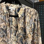 Veronica M  Snakeskin Print Blouse in Blue and Cream Photo 5