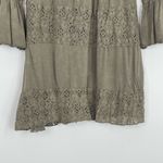Beverly Hills Polo Club POL Women's Olive Green Off Shoulder Bell Sleeve Boho Lace Trim Top Size Small Photo 2