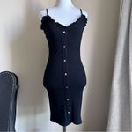 Little black slip on dress/ Spaghetti Strap Dress with Button Detail Photo 1
