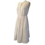 J.Crew  Eyelet Lace Sleeveless Tea Length Button Down Dress White Lined size 12 Photo 4