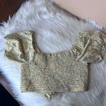 Sky And Sparrow  Yellow Ditsy Floral Crop Top Baby Tee Blouse Size Medium Photo 7