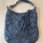 Cole Haan  Prudence Black Woven Leather Hobo Shoulder Bag Purse Wide Weave Photo 0