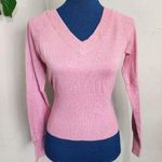 Vintage Shimmer Pink Metallic V neck Sweater Size M Photo 0