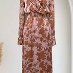 Lulus Exquisite Attention Lilac Floral Print Ruffled Long Sleeve Dress S Purple Photo 0