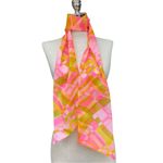 Vintage Mod Neon Pink Plaid Sheer Scarf Neon Mod Retro Long Wrap Sash Belt Scarf Photo 2
