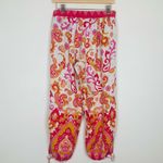Haute Hippie  linen blend pink, white & orange paisley harem pants. Est. small Photo 2