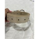 Womens Beige Belt with Triple Ring Buckle Fashion Accessory Tan Photo 6