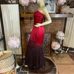 BELSOIE RED & BLACK STRAPLESS MERMAID STYLE SATIN BEADED GOWN (6) Photo 5