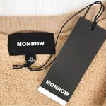 MONROW Tan Cropped Crewneck Sweatshirt Pullover Half Zip Boxy Casual Size XL New Photo 6