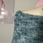 Chico's Y2K  Blue Knit Heathered Sequin‎ Off The Shoulder Sweater Womens 2/Large Photo 3