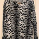Chico's Wrangler Women’s Zebra Shimmer Black & Gray Long Sleeve XL Blouse.         2480 Photo 0