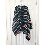 Kenzo RTW 2015 Black Orange White Serape Baja Stripe Wrap Cardigan Sweater Small Photo 9