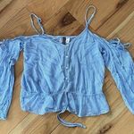 Divided H&M Off-the-Should Blue White Top Size 4 (XS/S) Photo 0
