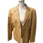 Uniform John Paul Richard Tan Leather Blazer Size 12 Petite EUC Photo 1