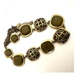 Jewel Kade gold tone and green bib vintage necklace Photo 2