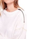 Free People  Nikala White Zipper Shoulder Oversized Top Size XS Photo 3