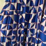 Geometric Blue and White Midi Dress Size XS Photo 1