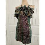 thirty thirty Sequin & Ruffle Mini Dress Iridescent Prom Club Concert Party L M Size L Photo 1