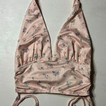 Princess Polly  Floral Halter Top US 4 Pink Plunge Crop Tie Back Photo 0