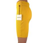 superdown NEW  Yellow Ribbed Knit High Waisted Fitted Mini Pencil Skirt M Photo 1