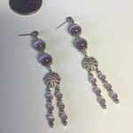 Handmade Purple & Lavender & Silver pierced Dangling Dainty Earrings Photo 0