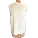 Vintage 80s Cream Loose Knit Sleeveless Open Front Vest Plus Size 18 Minimalist Photo 3