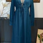 Crescent Monica Cotton Multi Tie Bow Front Smocked Waist Maxi Dress- Sz M 🧡🎀 Photo 0