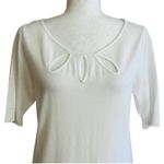 New York & Co Top Sweater White Short Sleeve Knit Sweater Top Size Medium NEW Photo 2