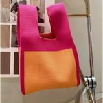 Two Tone Knit Bag, Double Handles Photo 1
