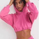 For Love & Lemons Ellie Cropped Sweatshirt Pink Hooded Size XS Photo 0