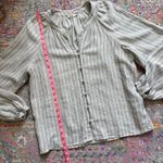 Faherty  Naomi Grey Striped Long Sleeves Button Down Linen Blend Shirt Size Small Photo 5