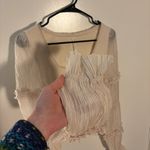 Anthropologie Victorian Ruffled Cream Top NWT Size S | Coquette Feminine Western Photo 5