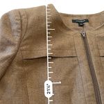 Ann Taylor Brown collarless full zip textured Blazer Jacket Size 14 Photo 9