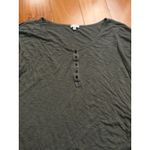 Splendid  Long Sleeve Henley Tunic Top Drawstring Side Olive Green Size Large Photo 3